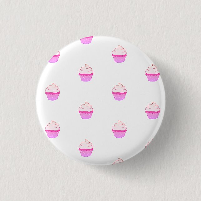 Bóton Redondo 2.54cm Botão com cupcake rosa fofo (Frente)