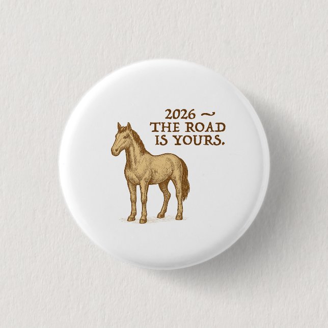 Bóton Redondo 2.54cm Botão com texto motivacional e cavalo (Frente)