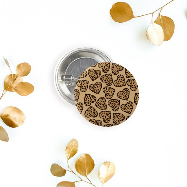 Bóton Redondo 2.54cm Botão Corações-Leopardo (Criador carregado)