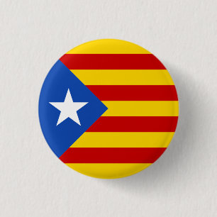 Bóton Redondo 2.54cm Botão da bandeira de Catalonia Estrellada