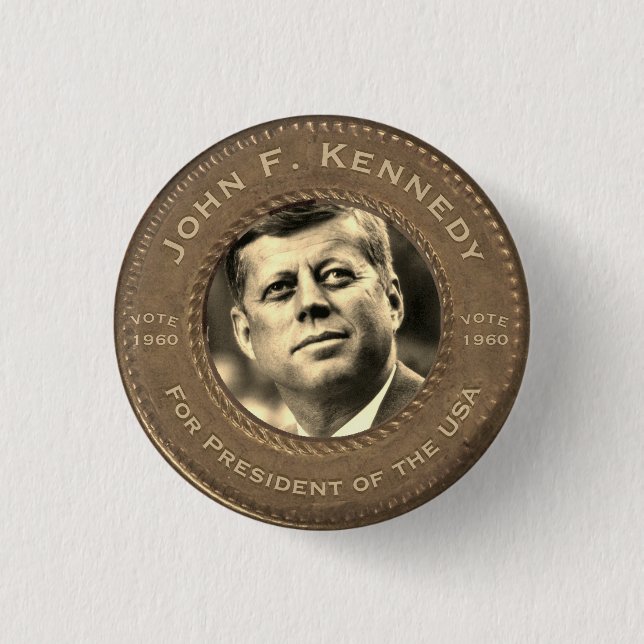 Bóton Redondo 2.54cm Botão da campanha de John F. Kennedy (Frente)