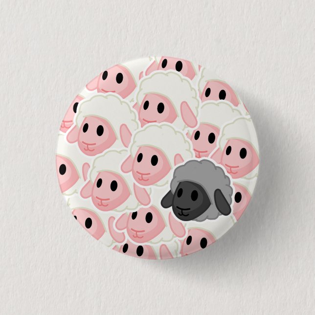 Bóton Redondo 2.54cm Botão das ovelhas negras (Frente)
