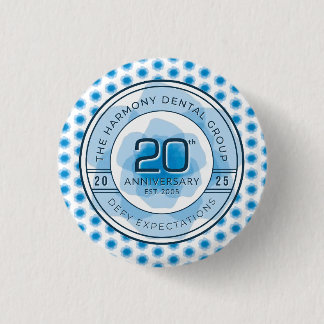 Bóton Redondo 2.54cm Botão de 20º Aniversário da Harmony Dental