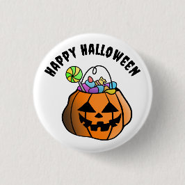 Bóton Redondo 2.54cm Botão de Abóbora Feliz Halloween