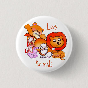Bóton Redondo 2.54cm Botão de Animais de Amor