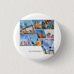 Bóton Redondo 2.54cm Botão de Arquitetura do Castelo de Belarus Mir Pin