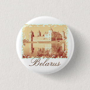 Bóton Redondo 2.54cm Botão de Arquitetura do Castelo de Belarus Mir Pin