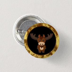 Bóton Redondo 2.54cm Botão de Arte do Moose Adorável