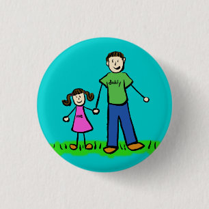 Bóton Redondo 2.54cm Botão de Arte do Pin da Família Pai e Filha