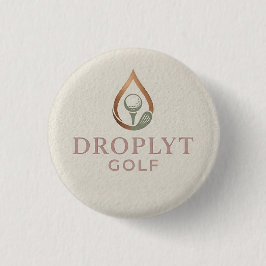 Bóton Redondo 2.54cm Botão de Assinatura Droplyt Golf (Logotipo Rosa)