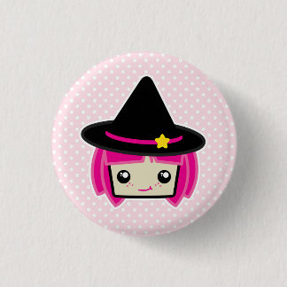 Bóton Redondo 2.54cm Botão de Bruxa Rosa-Rosa Kawaii