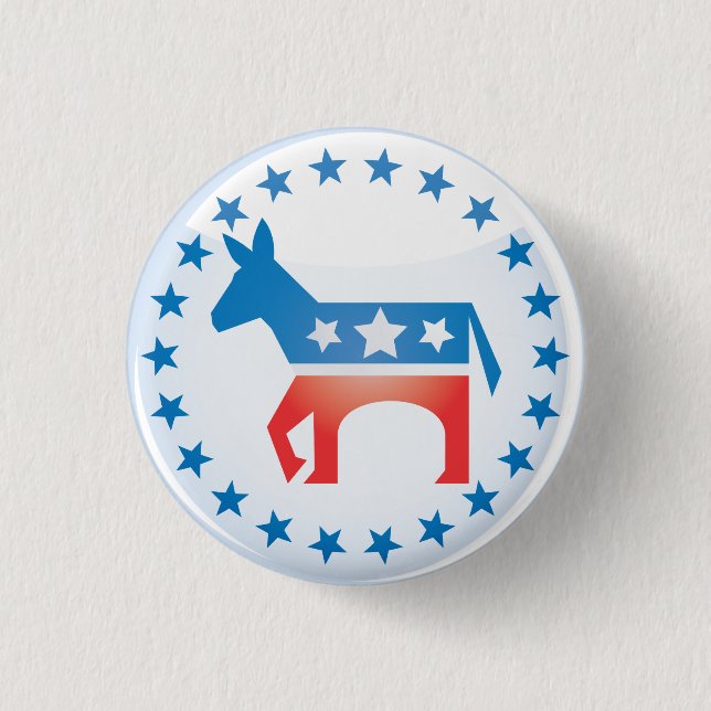 Bóton Redondo 2.54cm Botão de Burro Democrata (Frente)
