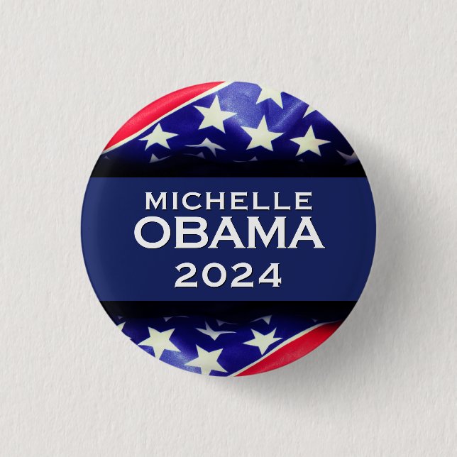 Bóton Redondo 2.54cm Botão de campanha Michelle OBAMA 2024 (Frente)