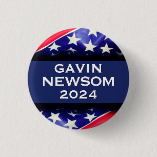 Bóton Redondo 2.54cm Botão de campanha NEWSOM 2024