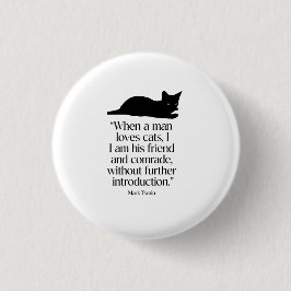 Bóton Redondo 2.54cm Botão de Citação de Gato de Mark Twain