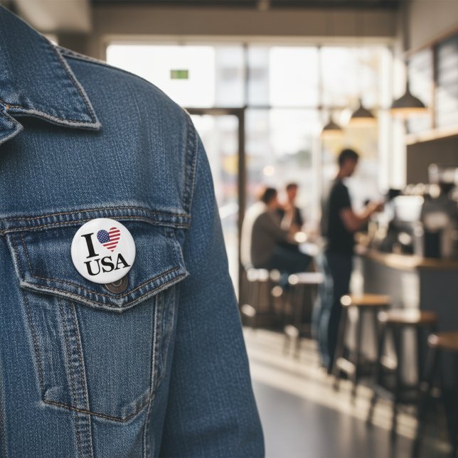 Bóton Redondo 2.54cm Botão de declaração "I ❤️ USA" ("I ❤️ USA" Statement Button)