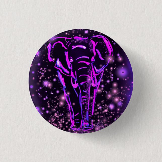 Bóton Redondo 2.54cm Botão de Elefante Rosa Roxo (Frente)