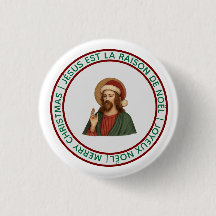 Botão de Feliz Natal - Joyeux Noel Jésus Raison