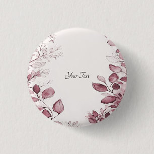 Bóton Redondo 2.54cm Botão de Folhas Vermelhas Modernas