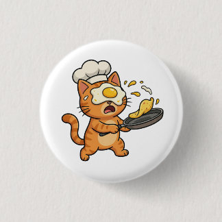 Bóton Redondo 2.54cm Botão de Gato Chef Engraçado
