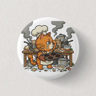 Bóton Redondo 2.54cm Botão de Gato Chef Exausto Cozinha Desastre