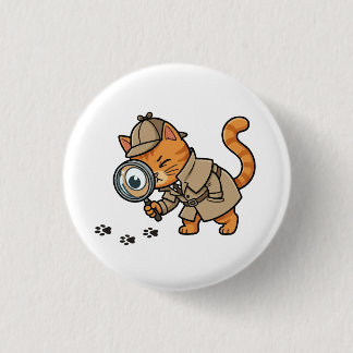 Bóton Redondo 2.54cm Botão de Gato Detetive Fofo