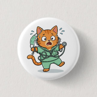 Bóton Redondo 2.54cm Botão de Gato Médico Fofo