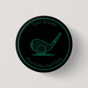 Bóton Redondo 2.54cm Botão de Golfe Personalizado Preto e Verde