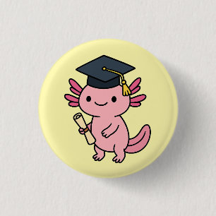 Bóton Redondo 2.54cm Botão de Graduação Axolotl Cute