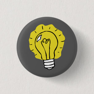 Bóton Redondo 2.54cm Botão de Ilustração Eureka Idea Lightbulb