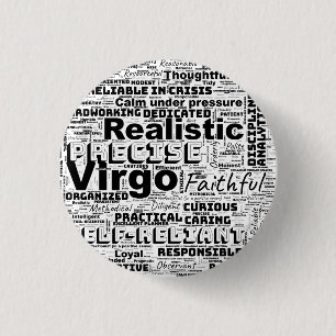 Bóton Redondo 2.54cm Botão de Inspiração de Nuvem do Virgo Zodiac Word