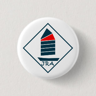 Bóton Redondo 2.54cm Botão de JRA - logotipo escuro no fundo branco