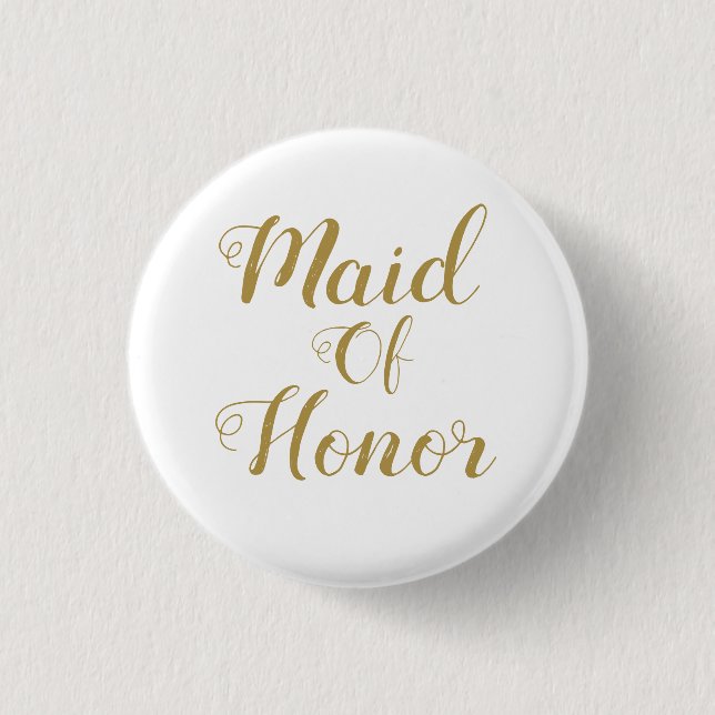 Bóton Redondo 2.54cm Botão de Madrinha de casamento Dourada (Frente)