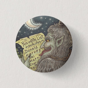 BÓTON REDONDO 2.54CM BOTÃO DE NATAL DA LISTA DE NATAL DE KRAMPUS NAUGH