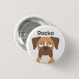 Bóton Redondo 2.54cm Botão de Nome de Cachorro Boxer Personalizado, Nom