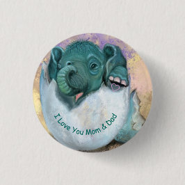 Bóton Redondo 2.54cm Botão de Ocupação de Elefante - Eu Amo Você MÃE &