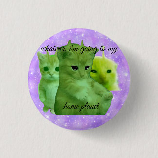 Bóton Redondo 2.54cm botão de pin do meme do gatinho alienígena verde f