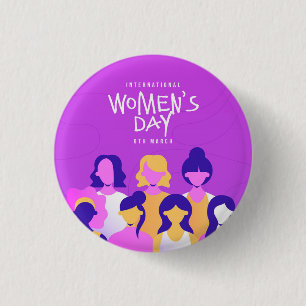 Bóton Redondo 2.54cm Botão de pin internacional do dia da mulher roxo