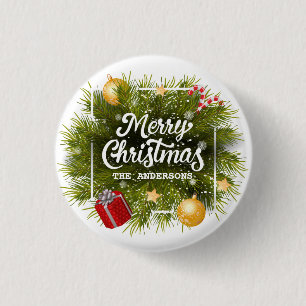 Bóton Redondo 2.54cm Botão de pino da árvore de Natal personalizada e