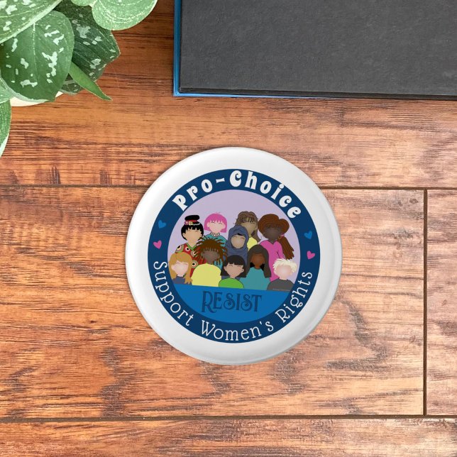 Bóton Redondo 2.54cm Botão de pino Direitos das Mulheres de Suporte Pró (Pro-choice white and blue feminist pin button . )