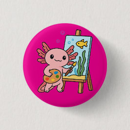 Bóton Redondo 2.54cm Botão de pintura Axolotl para o artista bonito