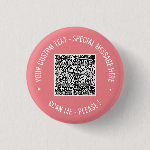 Bóton Redondo 2.54cm Botão de QR Code Personalizado com Texto