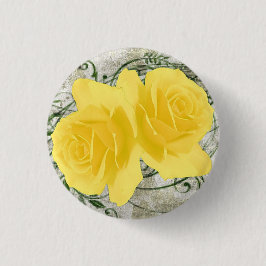 Bóton Redondo 2.54cm Botão de Rosas Amarelas
