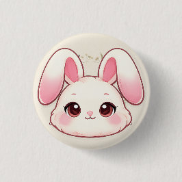 Bóton Redondo 2.54cm Botão de Rosto de Coelho Kawaii Fofo
