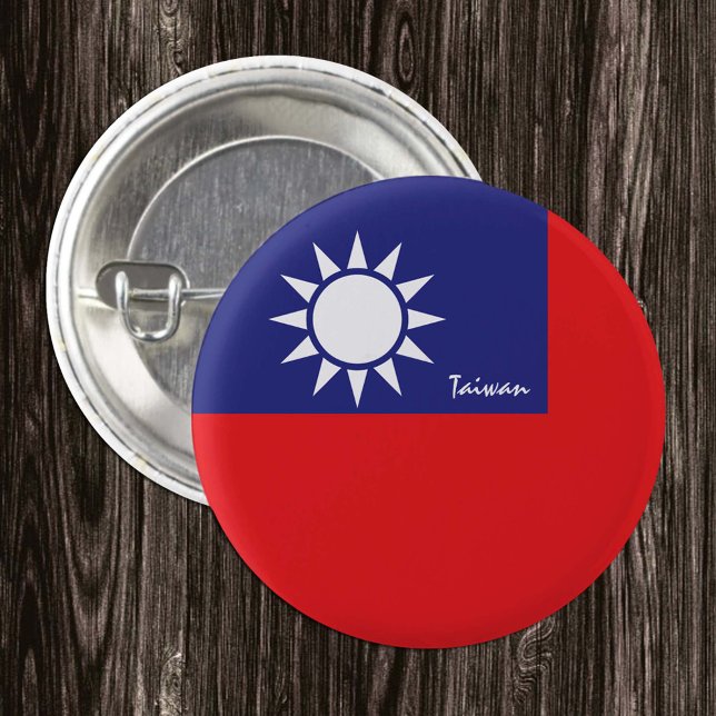 Bóton Redondo 2.54cm Botão de Taiwan, moda de bandeira taiwanesa patrió (Criador carregado)