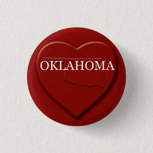 Bóton Redondo 2.54cm Botão Design do Mapa do Coração de Oklahoma