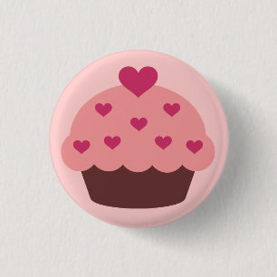 Bóton Redondo 2.54cm Botão do amor do cupcake