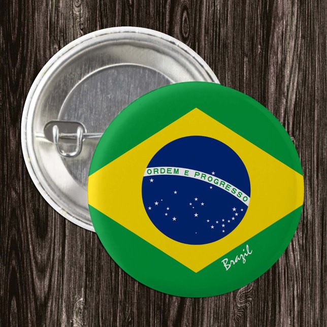 Bóton Redondo 2.54cm Botão do Brasil, moda patriótica de bandeira brasi (Criador carregado)