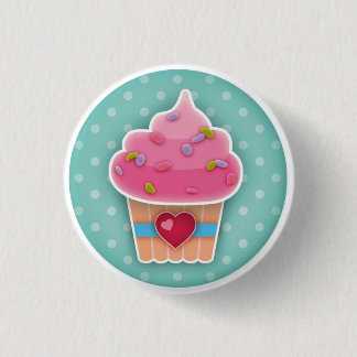 Bóton Redondo 2.54cm Botão do Cupcake cardíaco