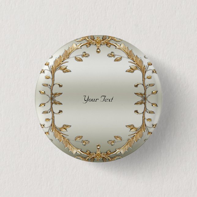 Bóton Redondo 2.54cm Botão do Ornamentado do ouro (Frente)
